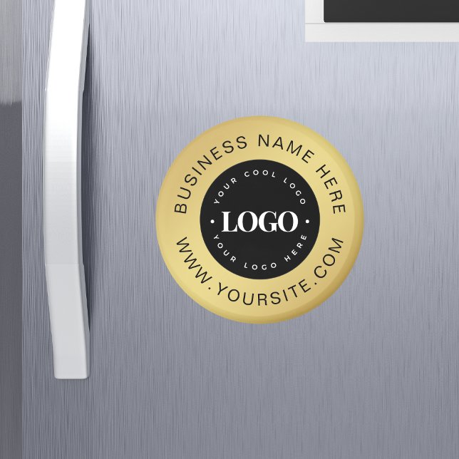 Aimant Logo et texte personnalisés Gold Entreprise Marque (Créateur téléchargé)