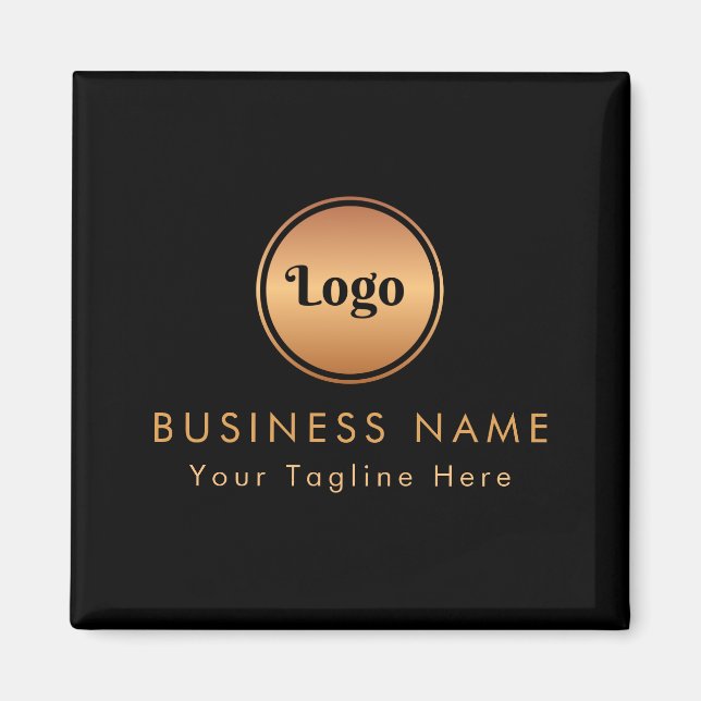 Aimant Logo Or & Texte Personnalisé Entreprise Marque (Devant)