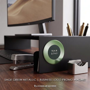 Aimant Logo Promo Entreprise Métallic Vert Sauge Frais