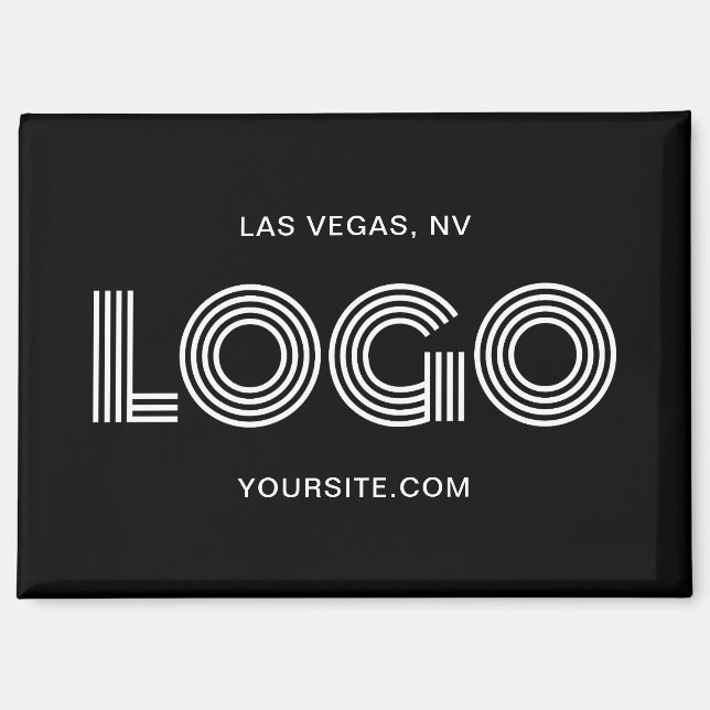 Aimant Logo rectangulaire moderne noir et blanc (Recto)