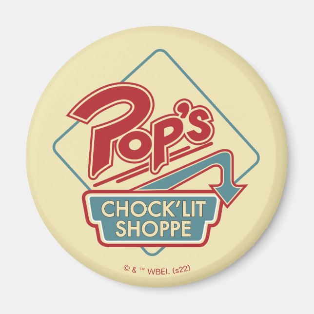 Aimant Logo rouge de la boutique Pop's Chock'Lit (Devant)