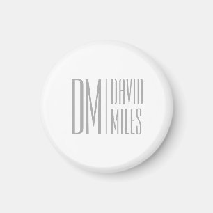 Aimant Logo Stylish Minimal & Modern Grey Initiales & Nom