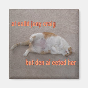 Aimant LOL CAT : ai appelé jeny craig-mais den ai l'a reç