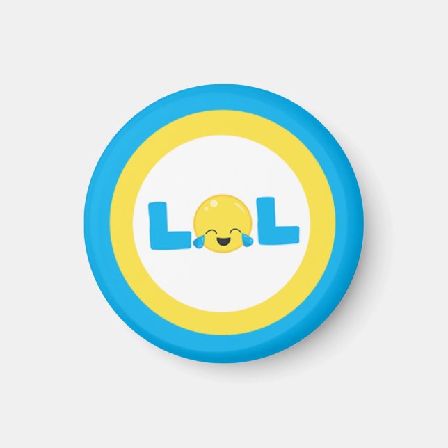 Aimant LOL Lauder Out Loud Emoji Blue Yellow Classic (Devant)