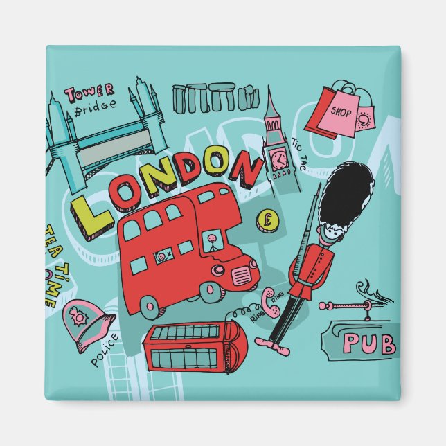 Aimant Londres ~ Angleterre United Kingdom Travel Art (Devant)