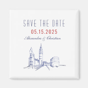 Aimant Londres Mariage Enregistrer La Date Invitation