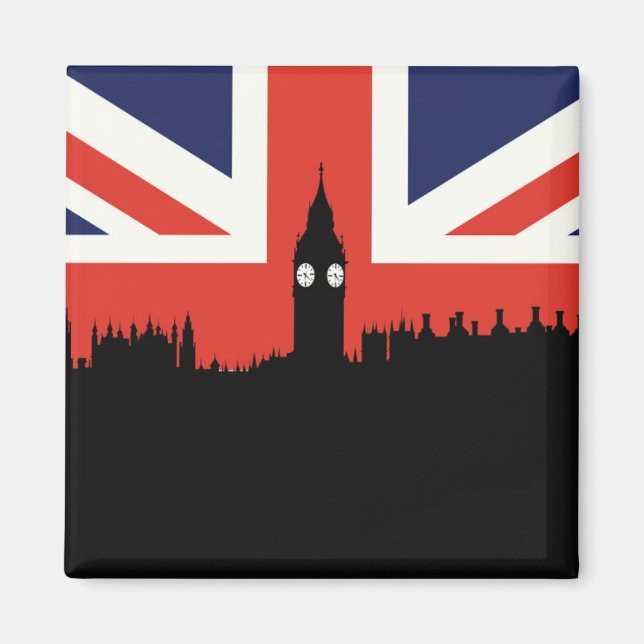 Aimant Londres Skyline | Le drapeau britannique (Devant)