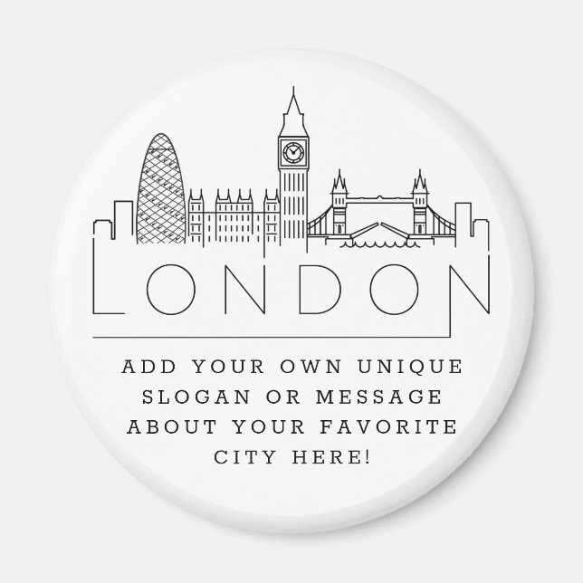 Aimant Londres Skyline | Message de ville personnalisé ou (Devant)
