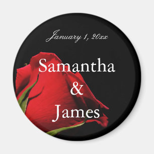 Aimant Long Stemmed Red Rose Mariage personnel