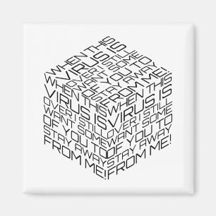 Aimant Lorsque ce virus sera terminé Cube de texte noir