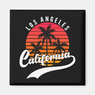 Aimant Los Angeles Rétro Coucher de soleil et palm