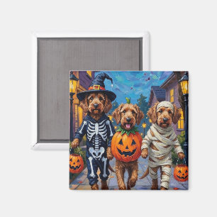 Aimant L'Otterhound faisant Trick-or-Treating dans des co