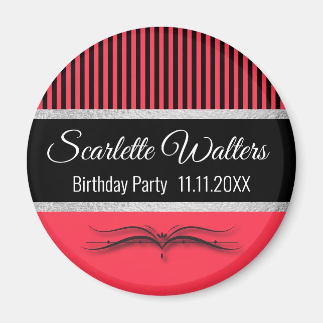 Aimant Lotus Scroll & Stripes - Silver Foil (Devant)