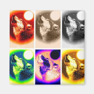 Aimant Loup d'art pop