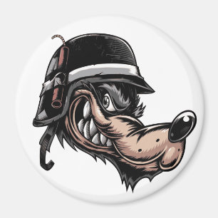 Aimant Loup de bande dessinée avec de la dynamite sur so