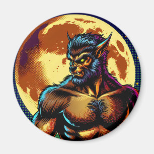 Aimant Loup-garou de style bande dessinée devant la plein