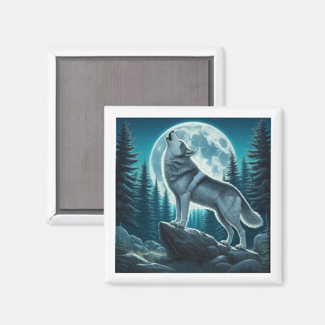 Aimant Loup hurlant (Recto/Verso)