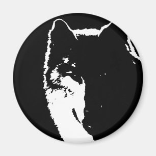 Aimant Loup noir et blanc