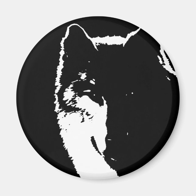 Aimant Loup noir et blanc (Devant)