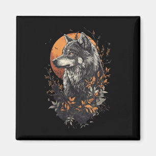 Aimant Loup solitaire féminin en automne – Montre de la f
