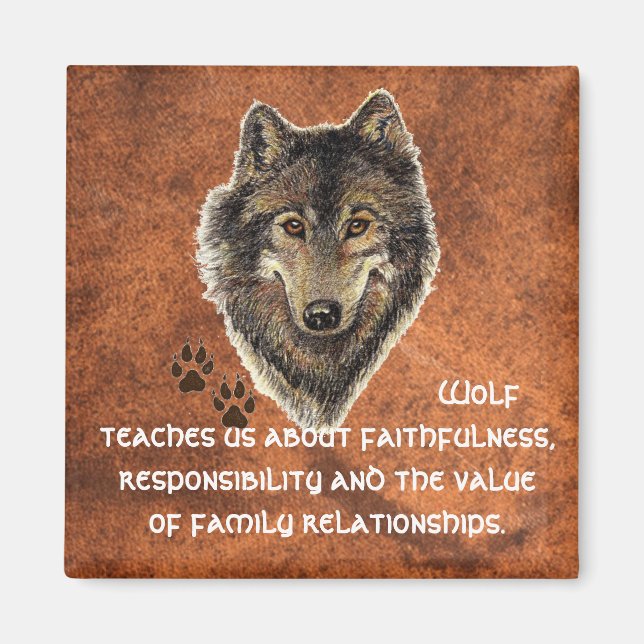 Aimant Loup, Totem animal loup, Guide de la nature (Devant)