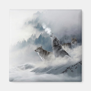 Aimant Loups D'Hiver À La Neige