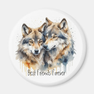 Aimant Loups mignonnes Meilleurs Amis Pour Toujours, BFF,