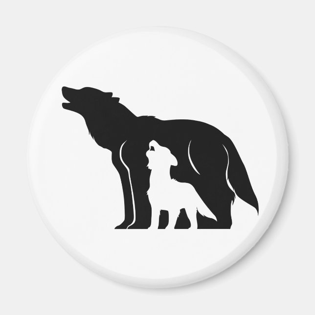 Aimant Loups noirs et blancs (Devant)
