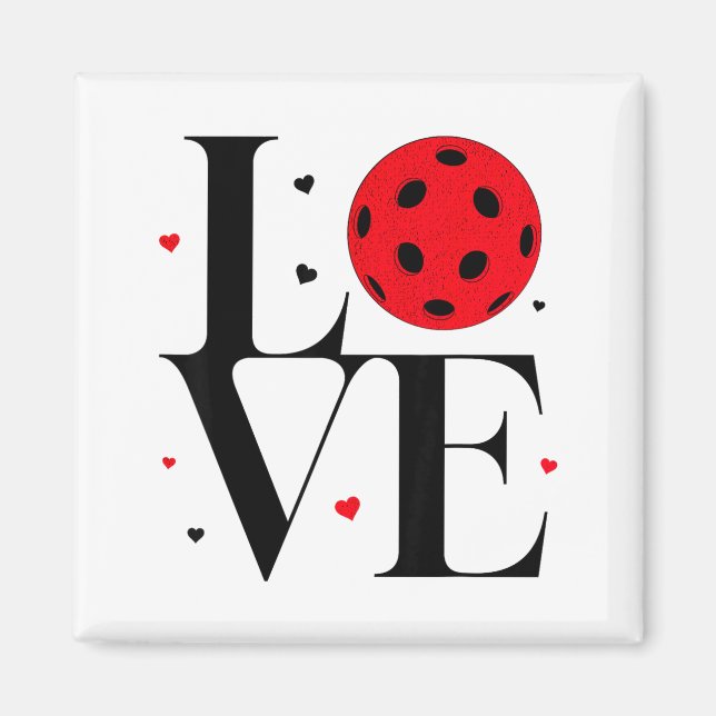 Aimant Love Ckleball Valentines Day Cute Red Heart  (Devant)