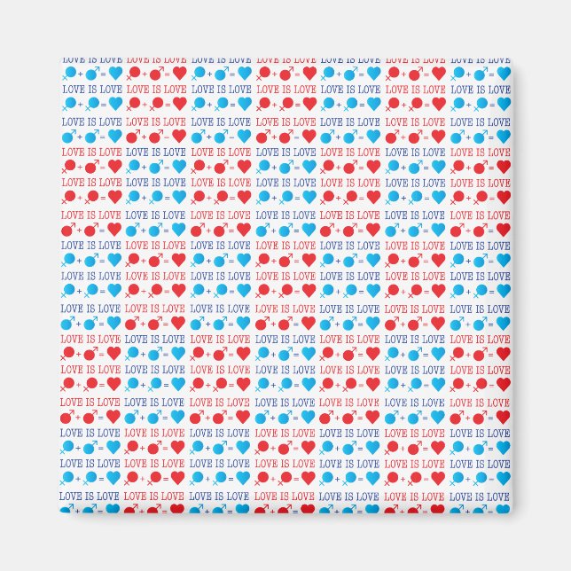 Aimant LOVE est une citation LOVE en rouge et bleu (Devant)