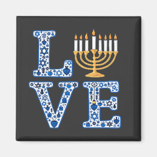 Aimant Love Hanoukka Jewish Holiday Menorah