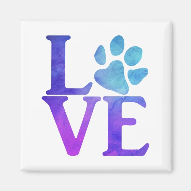 Aimant Love Paw Classic Bleu et violet (Devant)