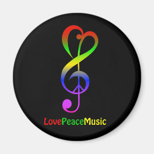 Aimant Love peace music hippie treble clef