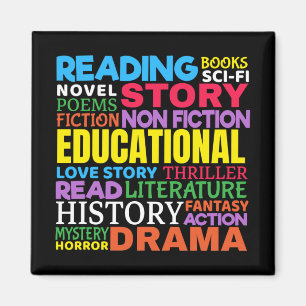 Aimant Love Reading Books - Genre Word Art