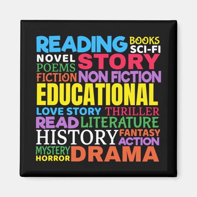 Aimant Love Reading Books - Genre Word Art (Devant)