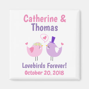 Aimant Lovebirds mignon rose violet mariage Favoriser