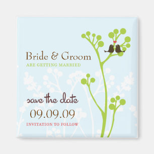 Aimant Lovebirds (Poudre bleue) Enregistrer la date