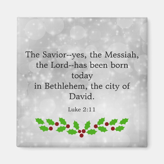 Aimant Luc 2-11, verset de la bible de Noël, (Devant)