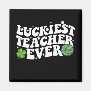 Aimant Luckiest enseignant jamais Disco Ball Shamrock Sup