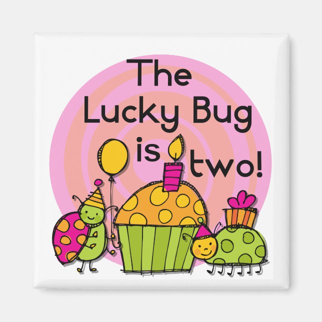 Aimant Lucky Bug Cupcake 2e Anniversaire T-shirts et cade (Devant)