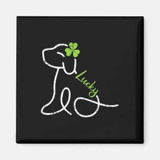 Aimant Lucky Dog St Patricks Day Cute Irish Puppy Shamroc