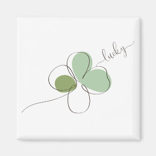 Aimant Lucky Four Leaf Clover minimaliste ligne art