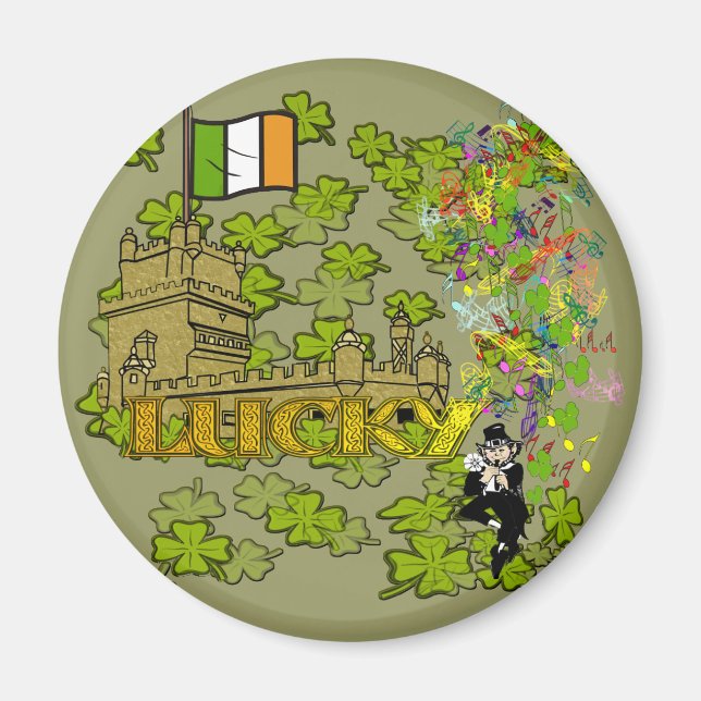 Aimant Lucky Leprechaun et son château irlandais (Devant)