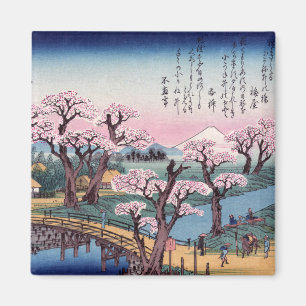 Aimant Lueur de soirée au pont de Koganei, Ando Hiroshig