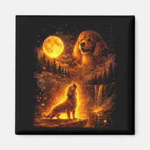 Aimant Lumière lunaire vintage chien drôle de caniche hur