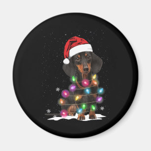 Aimant Lumières De Noël Dachshund Avec Neige