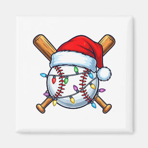 Aimant Lumières de Noël de baseball Santa Noël de basebal