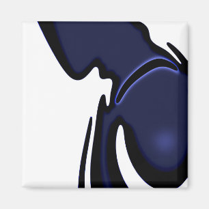 Aimant Lune bleue : Bleu Abstrait, Blanc & Noir