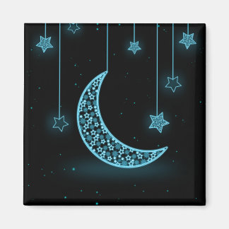 Aimant Lune et étoiles bleues et noires du croissant