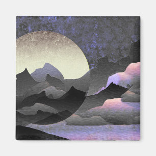 Aimant Lune et montagnes fantaisistes Art abstrait